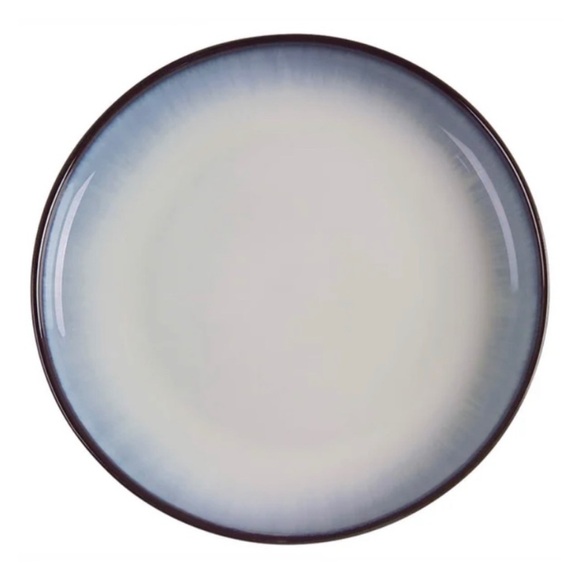 Sango Concepts Eggplant 11” blue white artsy pottery Dinner Plate - Picture 3 of 5